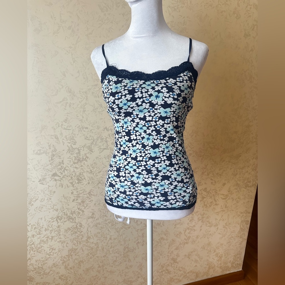 Floral Lace Trim Camisole Top